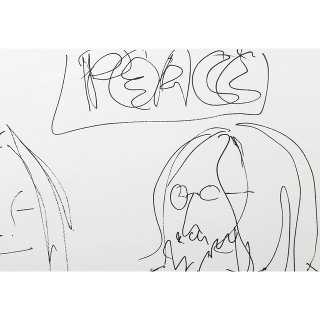 Mid-Century Modern Peace and Love, John Lennon Lithograph on Bfk Rives, Signed and Numbered by Yoko Ono in Pencil For Sale - Image 3 of 4