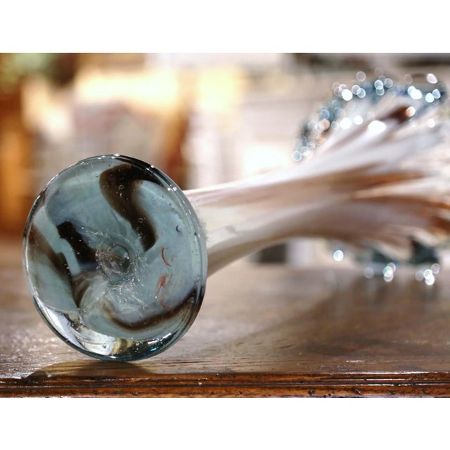 White Midcentury French Hand-Blown Swirled Art Glass Vase For Sale - Image 8 of 9