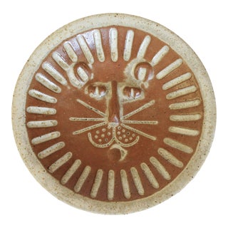Vintage Pottery Lion Wall Hanging or Trinket Tray For Sale