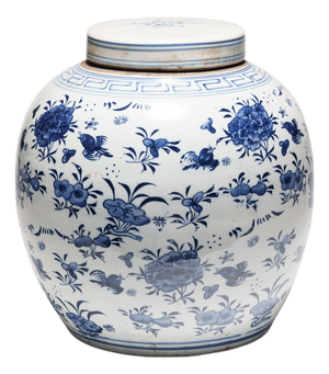 Chinese Blue & White Flower Jar