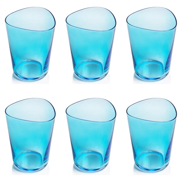 2020s Summer Kampari 6-Piece Set Glass Tumblers, Aqua Blue For Sale - Image 5 of 5