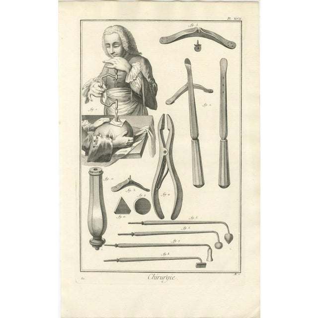 Hollywood Regency Antonio Baratti, Trepanning the Skull and Cautery Irons, Diderot Chirurgie Plate Xvii, 1772, Engraving For Sale - Image 3 of 8