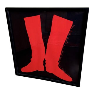 Jim Dine Framed "Two Red Boots on a Black Background Poster 1965" Original Print For Sale