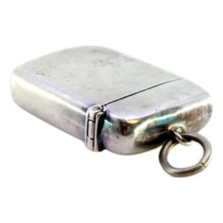 Plain Silver Matchbox with Hanging Ring For Sale