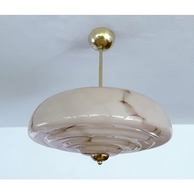 Art Deco Pendant Light in Amber Marble Glass, 1930s For Sale - Image 11 of 18