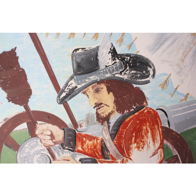 Mid 20th Century Mid-20th Century English Pub Sign Featuring a Cavalier Loading the Cannon Pub For Sale - Image 5 of 13
