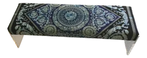 Large Lucite Charles Hollis Style With Versace Upholstery Baroque Blue Black Velvet Show Piece
