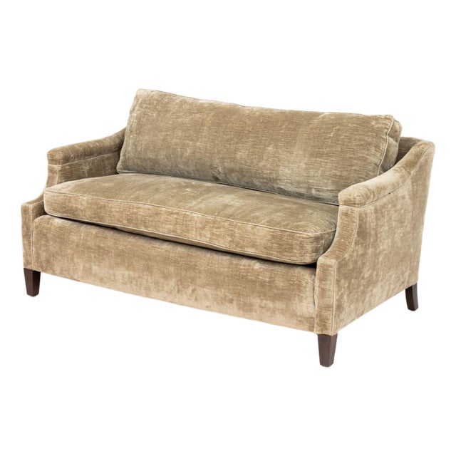 Contemporary Green Chenille Upholstered Sofa For Sale