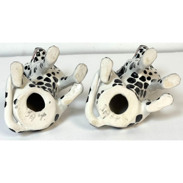 Pair of Italian Hollywood Regency Hand-Painted Pottery Dalmatian Puppies, 1970s For Sale - Image 18 of 18