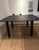 Cool, sleek black slate (stone) top (marked Casiglani) with welded steel (4) pedestal sturdy base, black slate is 1/2"...