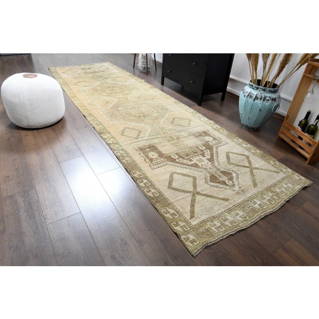 1970s Vintage Handmade Wool Cotton Turkish Area Rug For Sale - Image 10 of 11