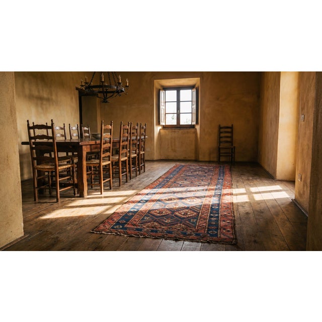 1880s Red Ruby Diamond Traditional Antique n.w. Persian Malayer Rug 3'2" X 13' Hand Knotted Wool Carpet For Sale - Image 9 of 9