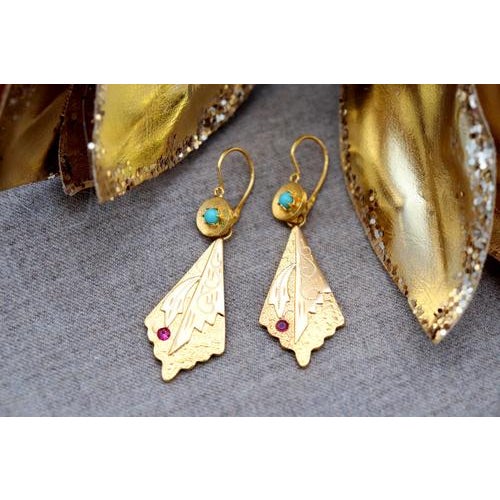Olive Leaf Shaped Gold Earrings, Set of 2 For Sale - Image 6 of 6