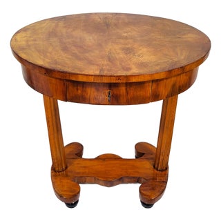 19th C Austrian / German Carved Column Biedermeier Oval Library Desk For Sale