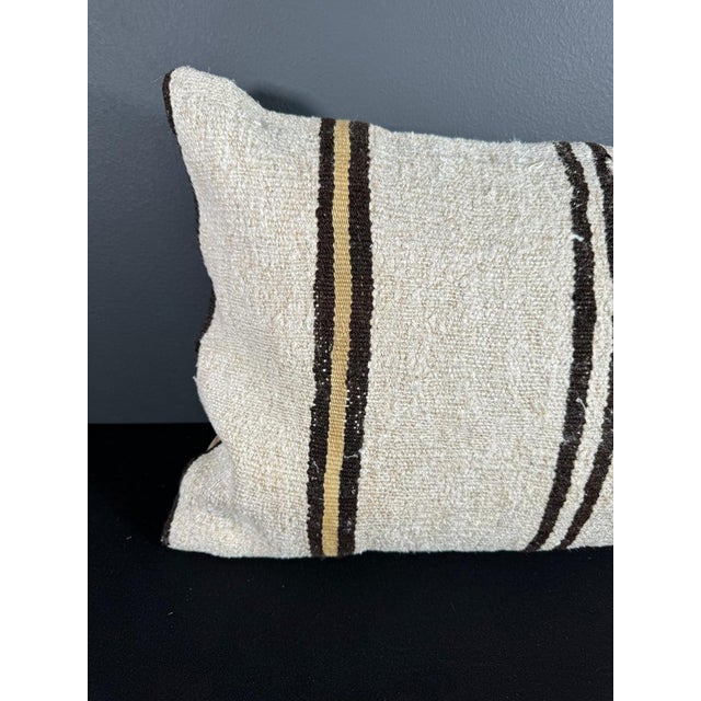 Contemporary Turkish Hemp Pillow Cushion Natural Beige Brown Pillow Cushion Cover 16" x 24" For Sale - Image 3 of 4