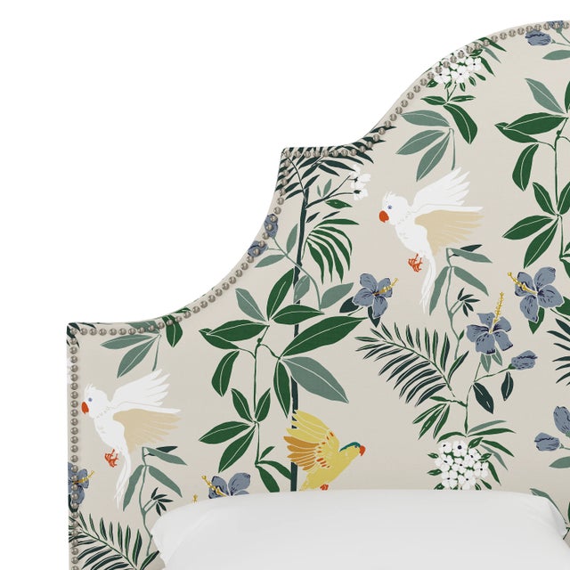 Spritely Home Halsted Headboard in Cream Belize Chinoiserie, Queen For Sale - Image 4 of 7