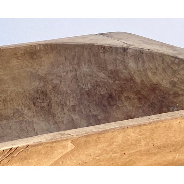 Rustic European Large Fruitwood Trog or Dough Bowl on Oak Stand For Sale - Image 3 of 6