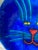 Abstract Expressionism Modern Hand Painted Cobalt Blue Decorative Cat Plate by Jan Steninge Slott For Sale - Image 3 of 7
