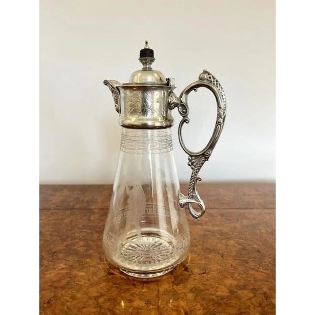 Victorian Glass and Silver Plated Claret Jug, 1860s For Sale - Image 10 of 10