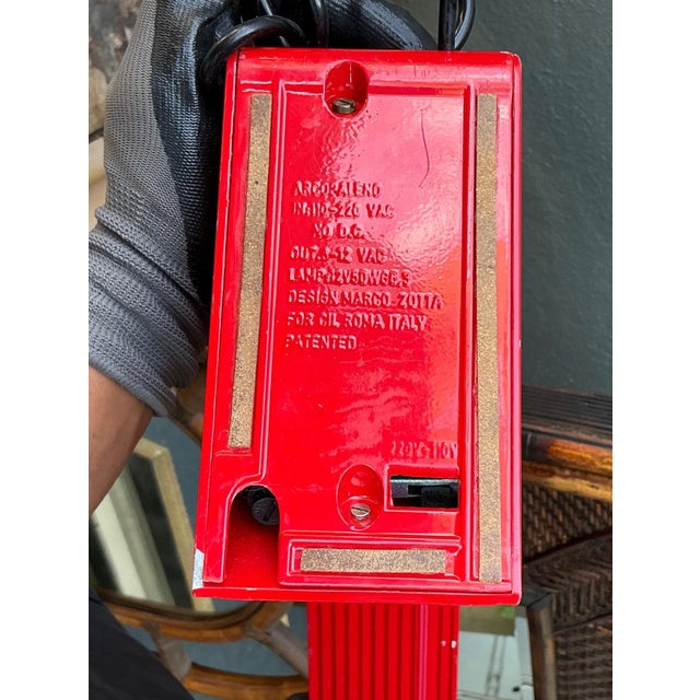 Vintage Italian Marco Zotta Red Arched Desk Lamp For Sale - Image 9 of 17