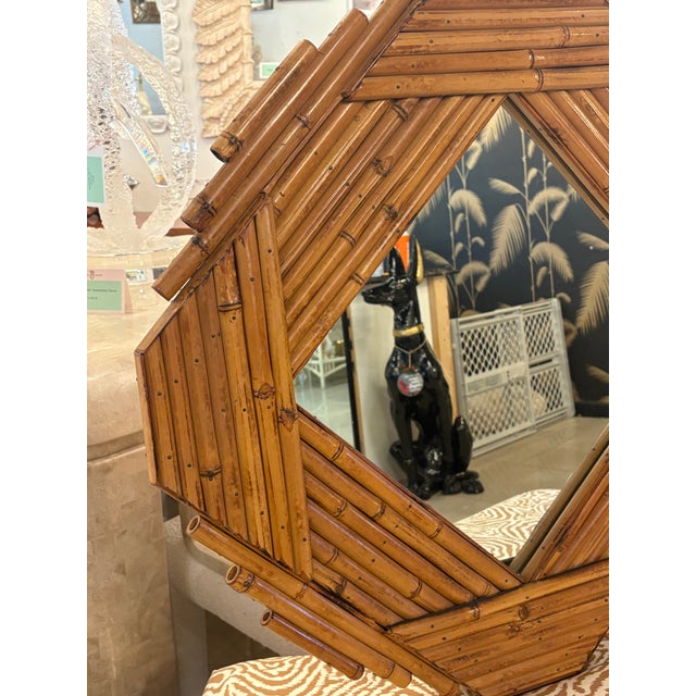 Vintage Rattan Reed Bamboo Vivai Del Sud Italian Wall Mirror For Sale In West Palm - Image 6 of 10