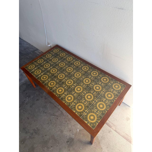 Danish Modern Teak Coffee Table With Tile Top – Mid Century Scandinavian Vintage Table For Sale - Image 4 of 7