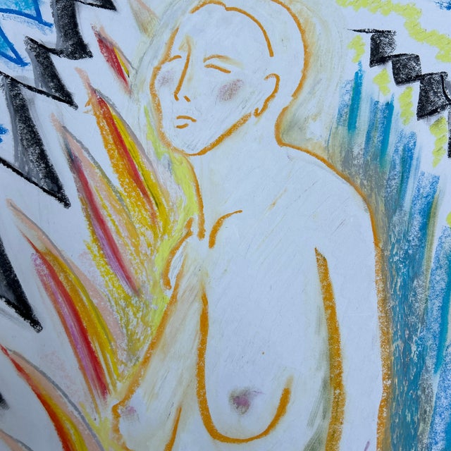 Contemporary original expressionist female nude pastel drawing. Measures 18x24. Check out my shop Robins Egg Gallery for...