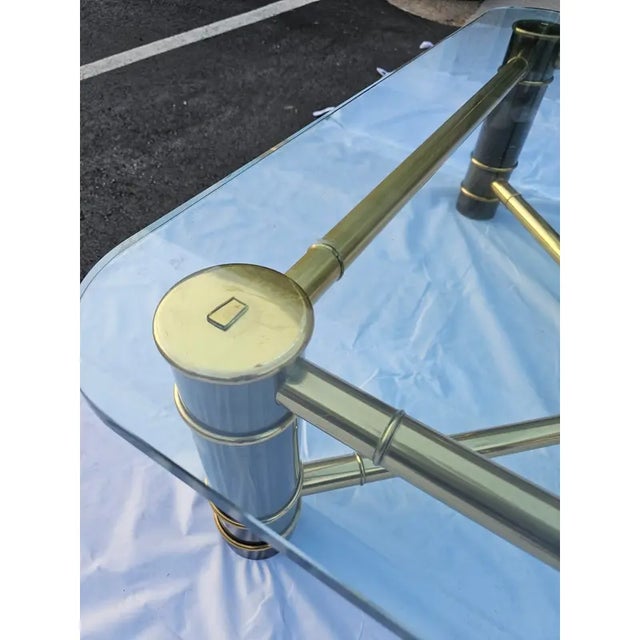 Vintage Gun Metal and Brass X Base Coffee Table For Sale - Image 9 of 9