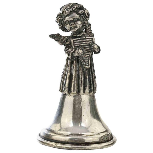 Vintage Italian Sterling Silver Angel Bell Cherub Playing Pan Flute, 1960s For Sale - Image 6 of 6