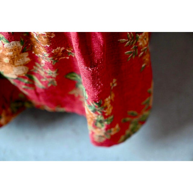 Cocktail Armchair with Red Floral Fabric and Compass Legs For Sale - Image 13 of 14