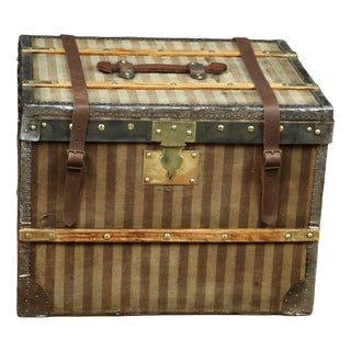 Monogrammed Hat Trunk in Striped Canvas, 1920s For Sale