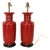 Chinese Hand-Painted Red Glazed Ceramic Table Lamps - Pair For Sale