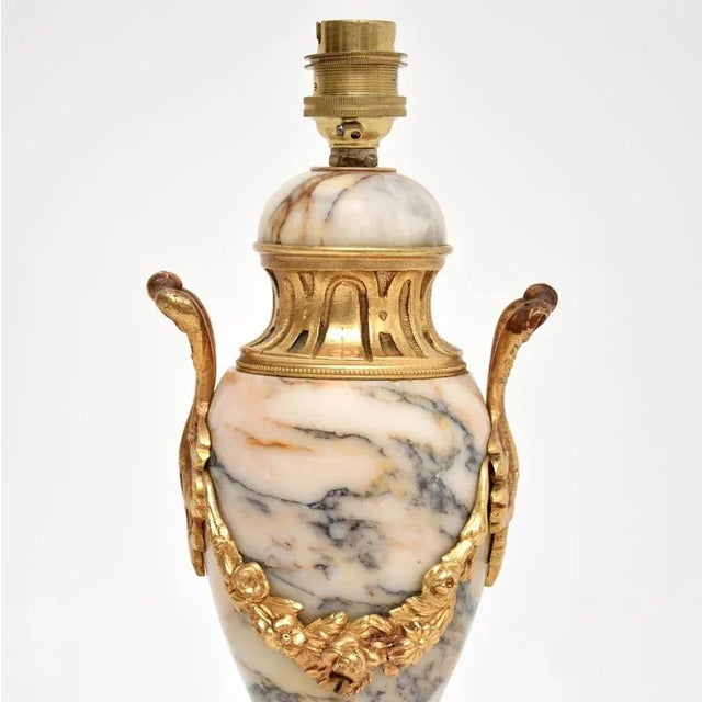 Late 19th Century Antique French Marble and Gilt Bronze Table Lamp, 1890s For Sale - Image 5 of 9