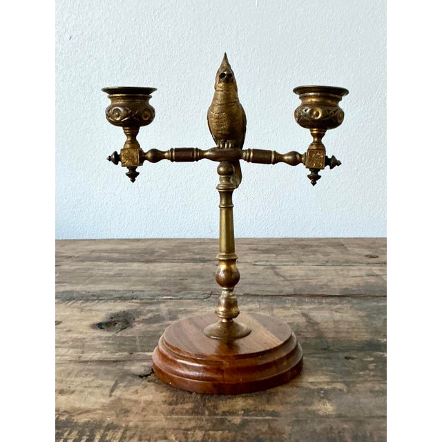 Vintage Boho Gilt Candlestick For Sale - Image 10 of 12