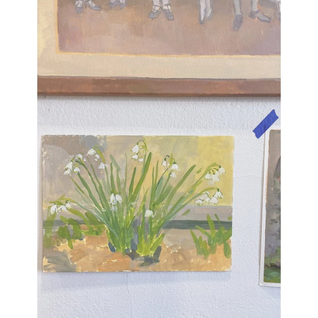 Abstract Snowdrops Original Botanical Painting by Michelle Farro For Sale - Image 3 of 4