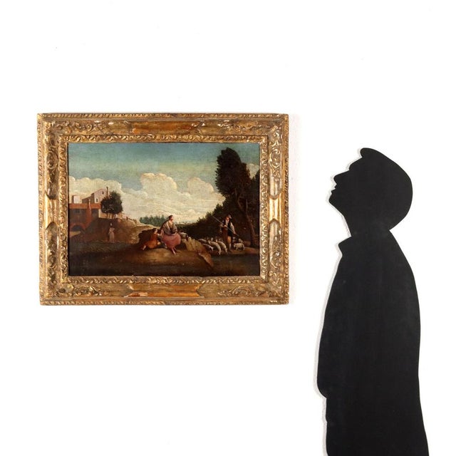Italian Artist, Pastoral Scene, Oil on Canvas, 18th Century, Framed For Sale - Image 3 of 14