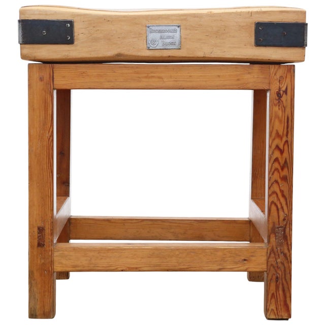 Vintage Butchers Block Worktable, 1950s For Sale - Image 3 of 9