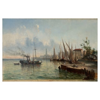 Victor Philipsen, Vue de port, Oil on Canvas For Sale