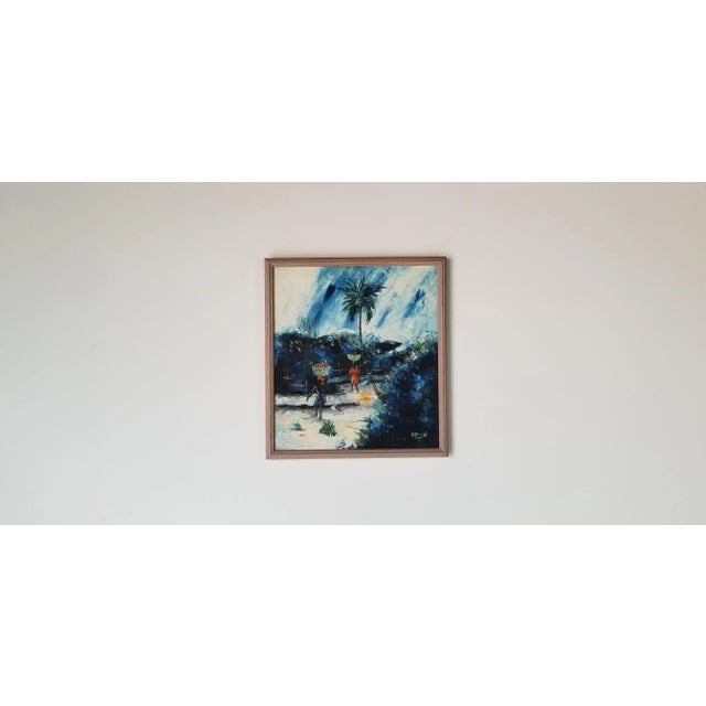 Abstract 1970s Tropical Caribbean Landscape Painting, Framed For Sale - Image 3 of 9