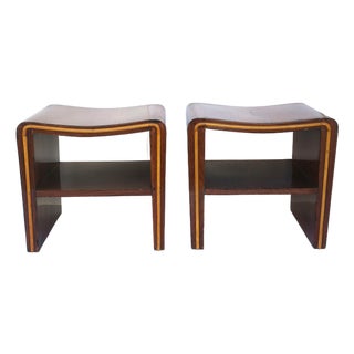 Art Deco Wood Benches, Pair For Sale