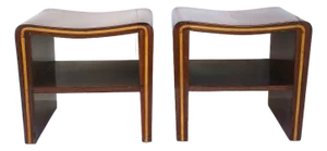 Art Deco Wood Benches, Pair