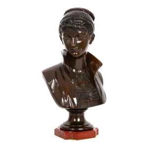 Art Nouveau Bronze Sculpture “Bust of a Woman” by Cesare Ceribelli