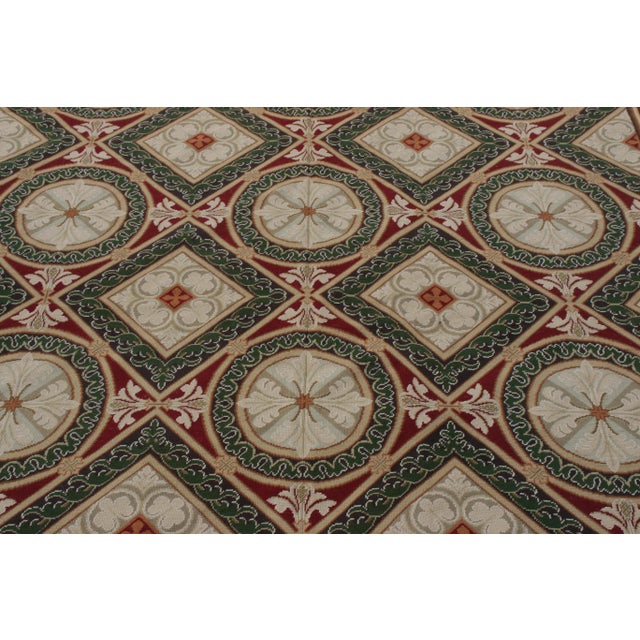 2010s Rug & Kilim’s Transitional Style Needlepoint Rug, Red,Green Floral Pattern For Sale - Image 5 of 6