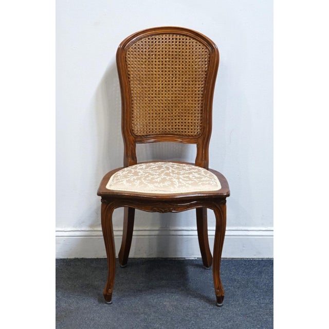 French Provincial High End Vintage Country French Provincial Solid Cherry Cane Back Dining Side Chair For Sale - Image 3 of 9