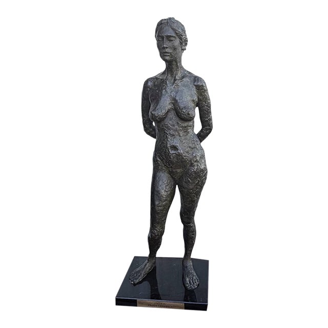Artist Signed 35” 20th Century Expressionist Nude Bronze Sculpture For Sale