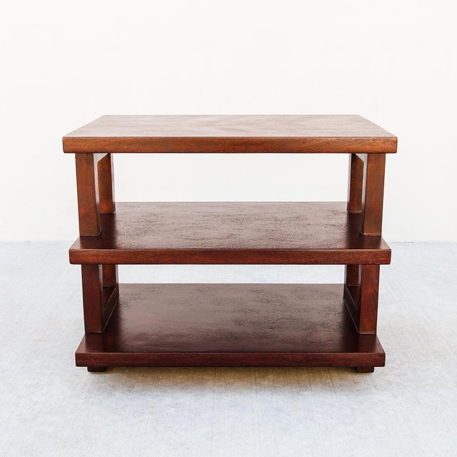 Dunbar Furniture 1940s Edward Wormley for Dunbar Model 4423 Tiered Mahogany Occasional Table For Sale - Image 4 of 15