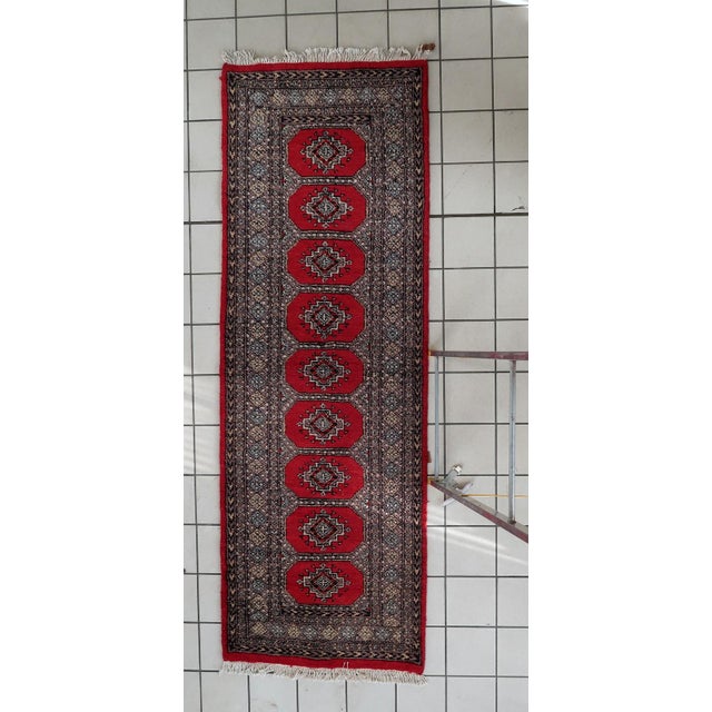 1950s, Mid-Century Vintage Uzbek Bukhara Style Wool Runner 2.8' X 7.9' For Sale - Image 9 of 12