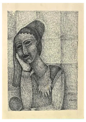 After Massimo di Poco, Wait, Original Ink Drawing, 1971
