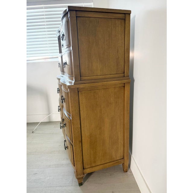 Vintage French Provincial Mahogany High Boy Chest of Drawers / Dresser For Sale - Image 4 of 11