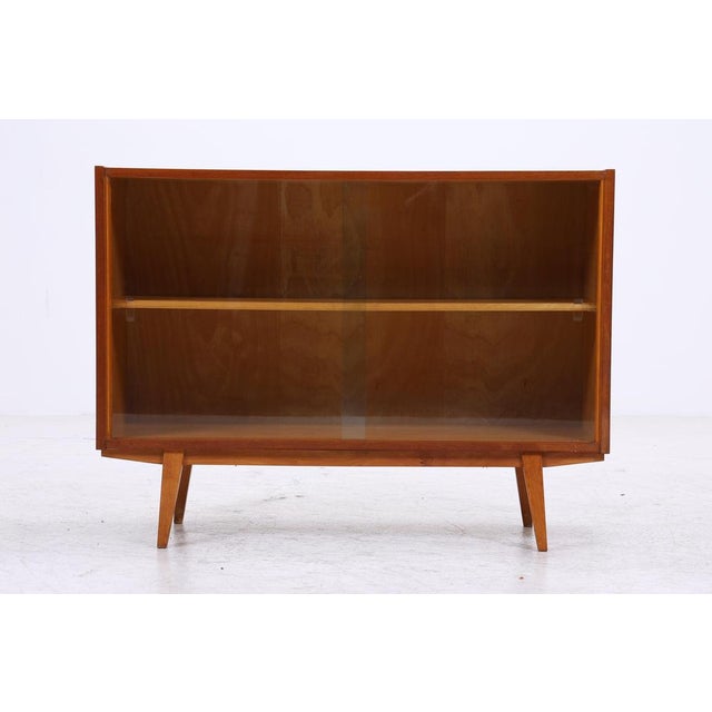 Mid-Century Modern Walnut Display Cabinet with Glass Sliding Doors, 1960s For Sale - Image 3 of 13